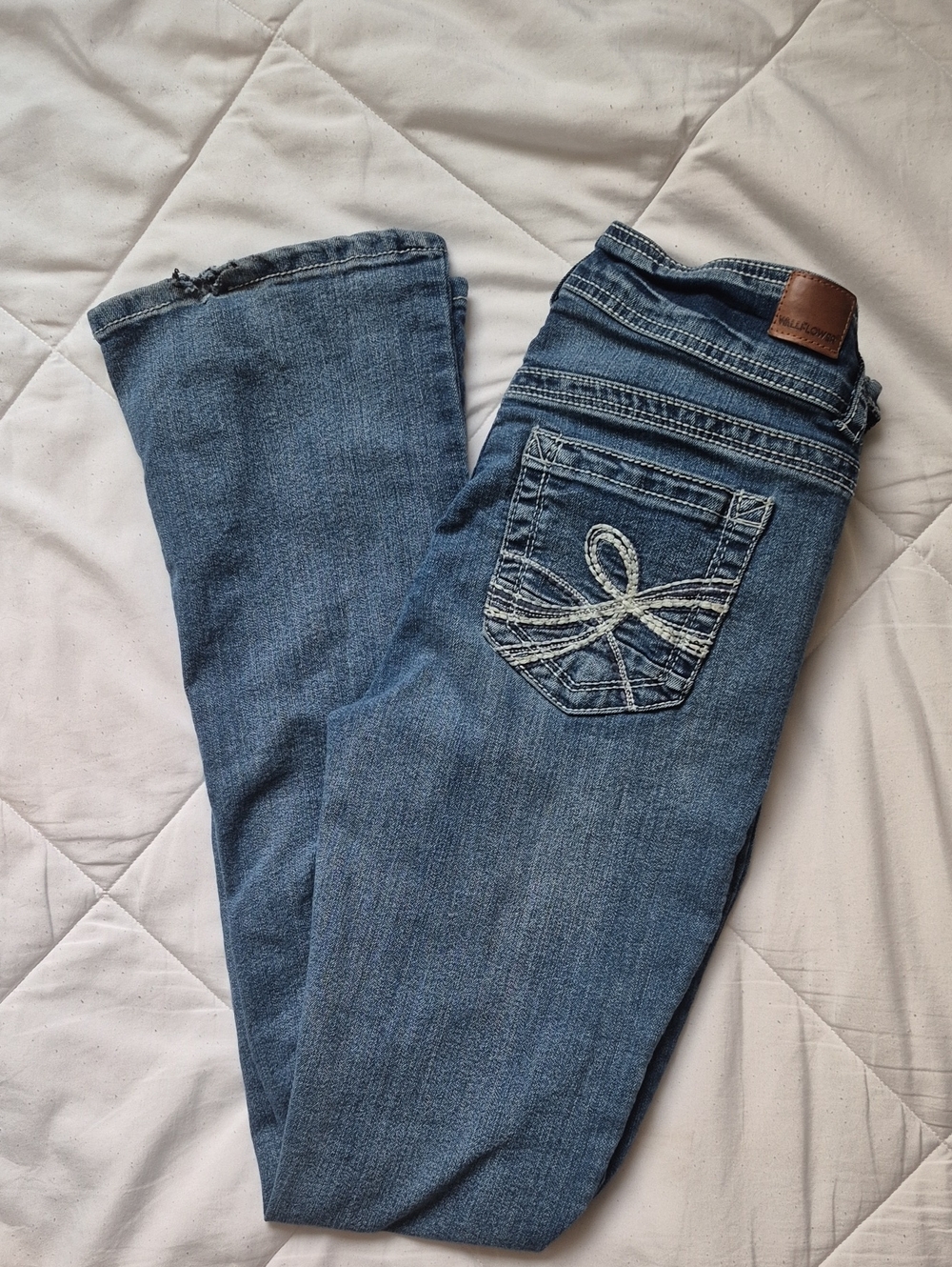 Wallflower Medium Blue Bootcut Jeans with Embroidered Back Pocket
